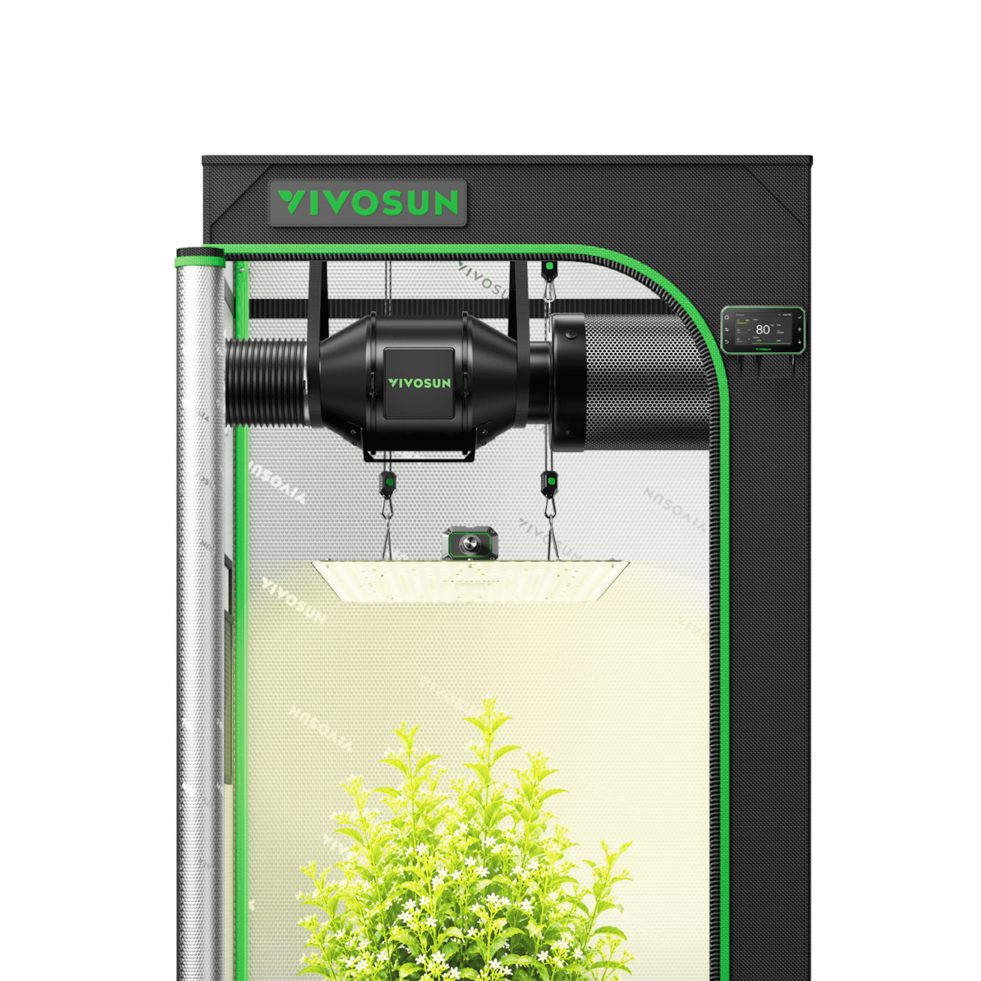 VIVOSUN Smart Growbox Komplettset 70x70x160 cm mit LumaLight 150W und GrowHub E42A+