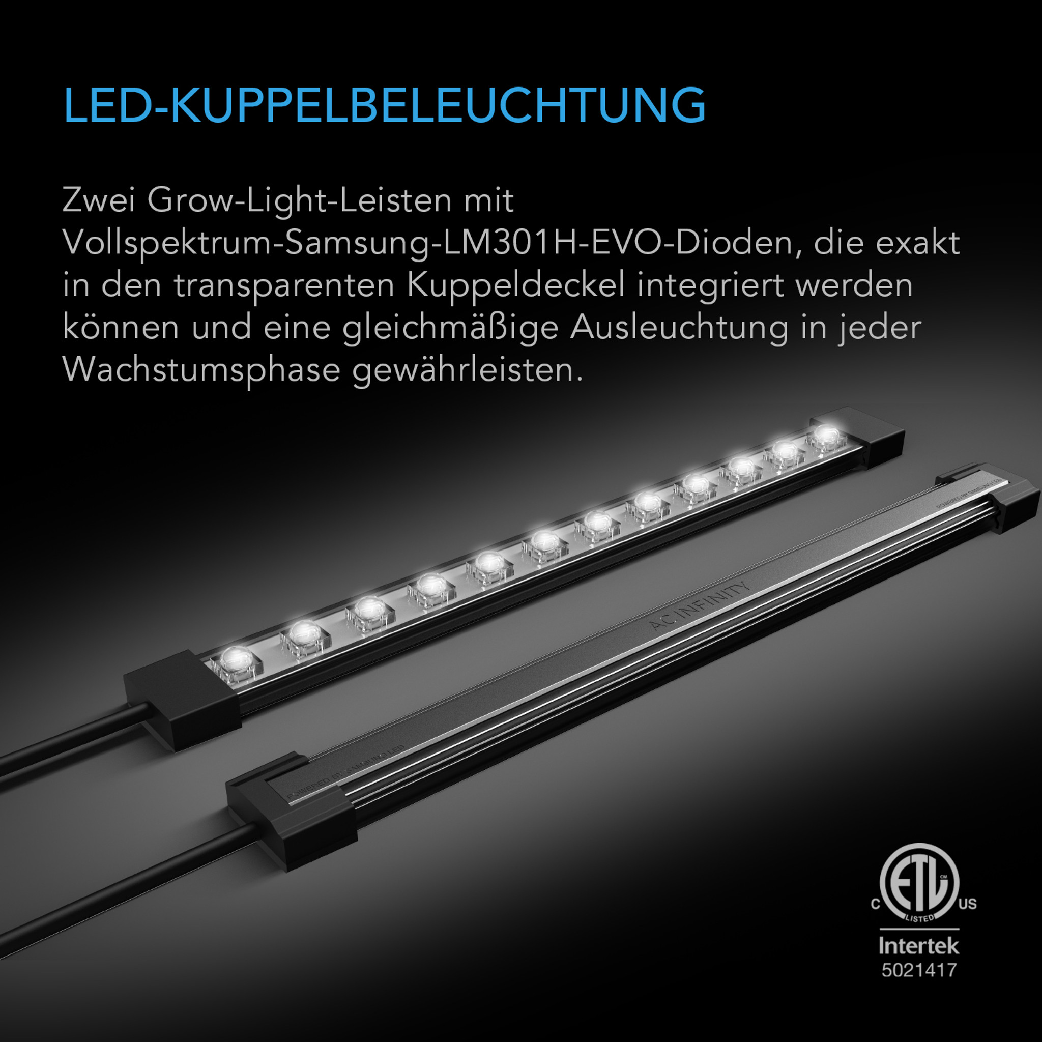 AC Infinity Stecklings-Gewächshaus mit Höhenverlängerung, Samsung LM301H EVO LED, 5×8 Tablett